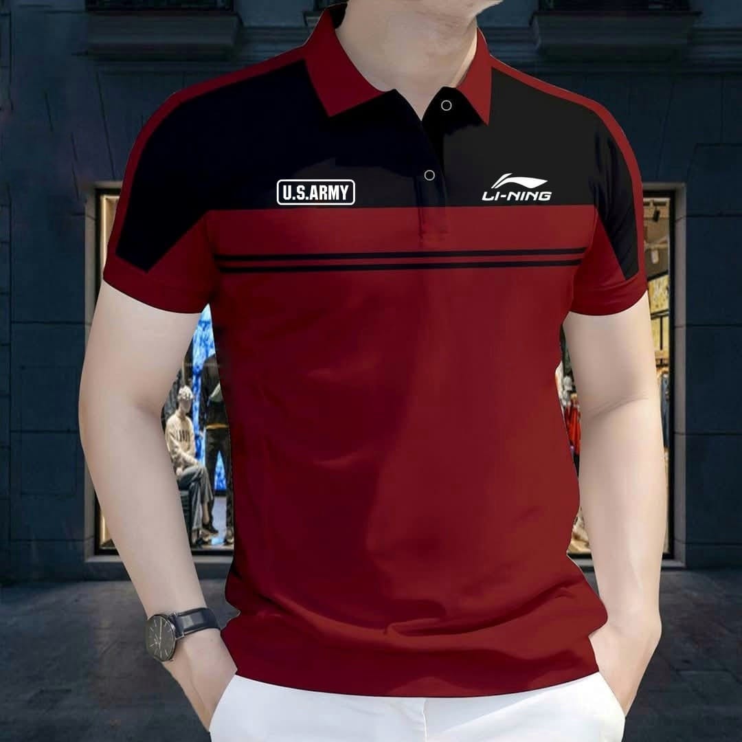 Super Premium PK Cotton Polo Shirt For Men's [Us Army Marron]