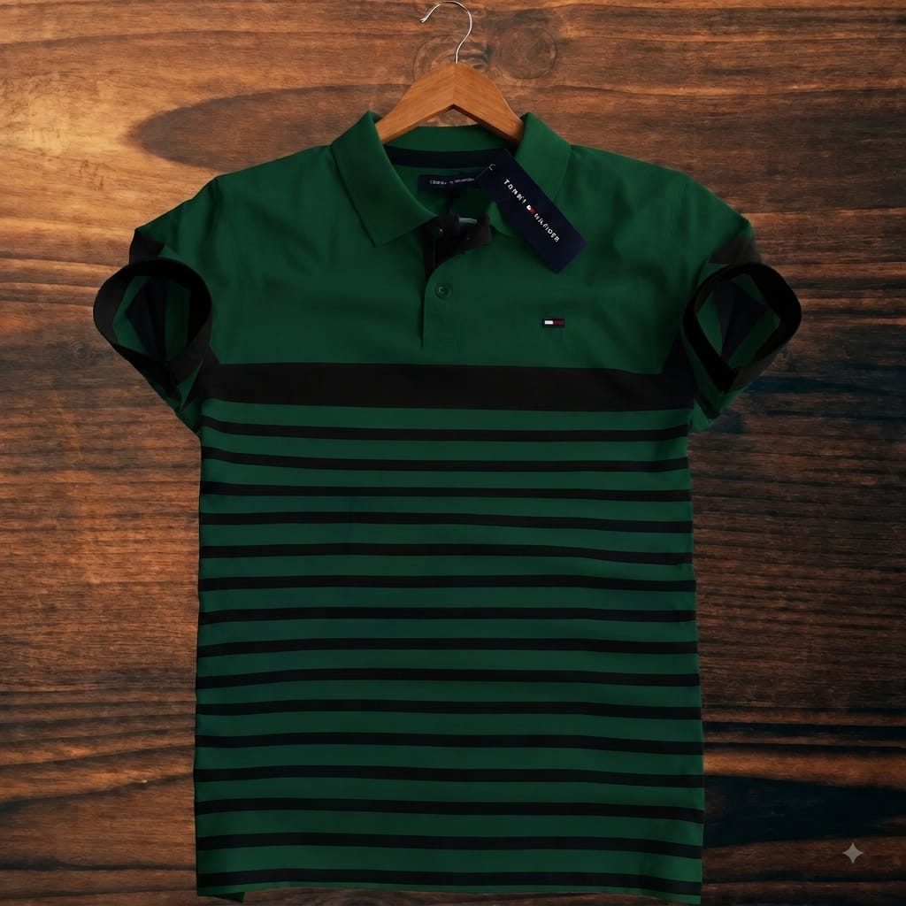 Super Premium PK Cotton Polo Shirt For Men's [Tommy Step Green]